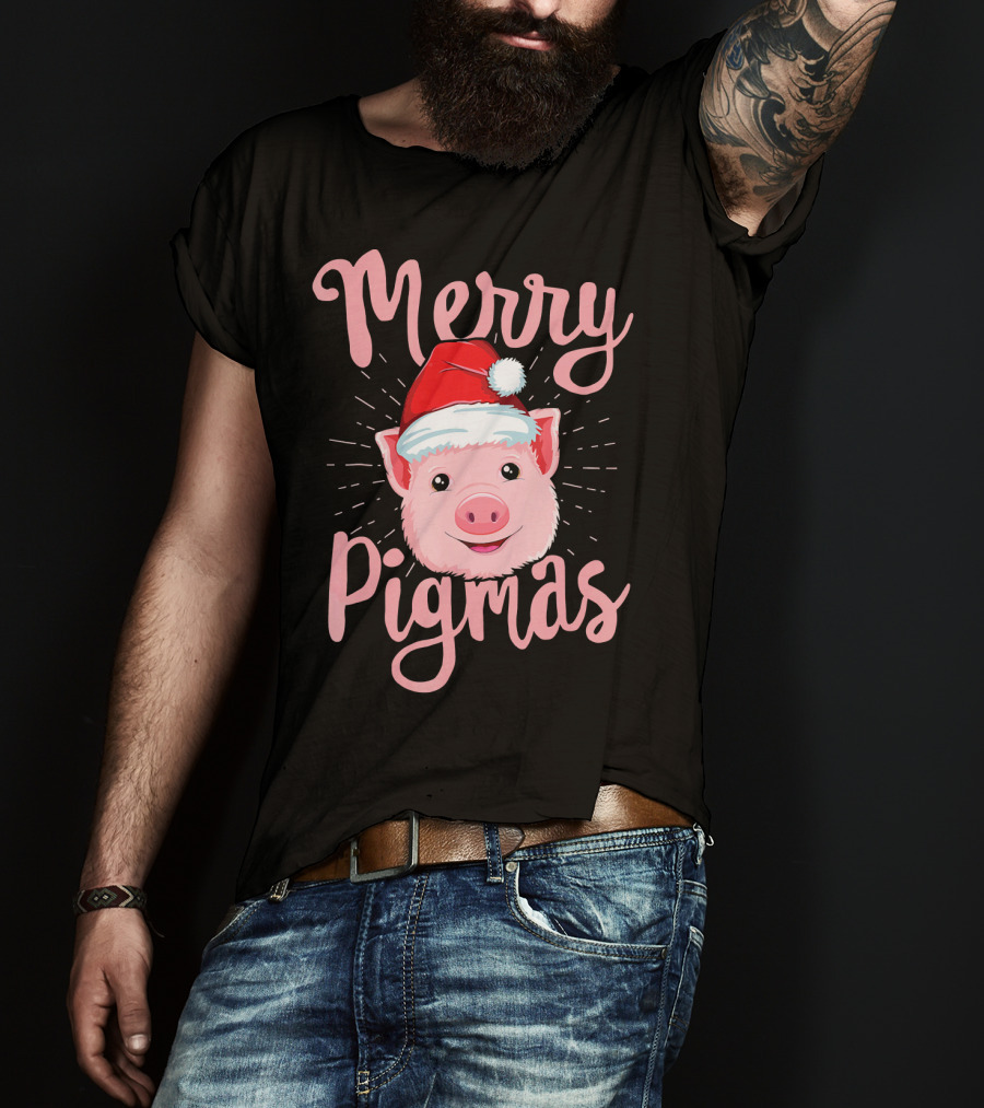 Merry Pigmas Pig Santa Hat T-Shirt