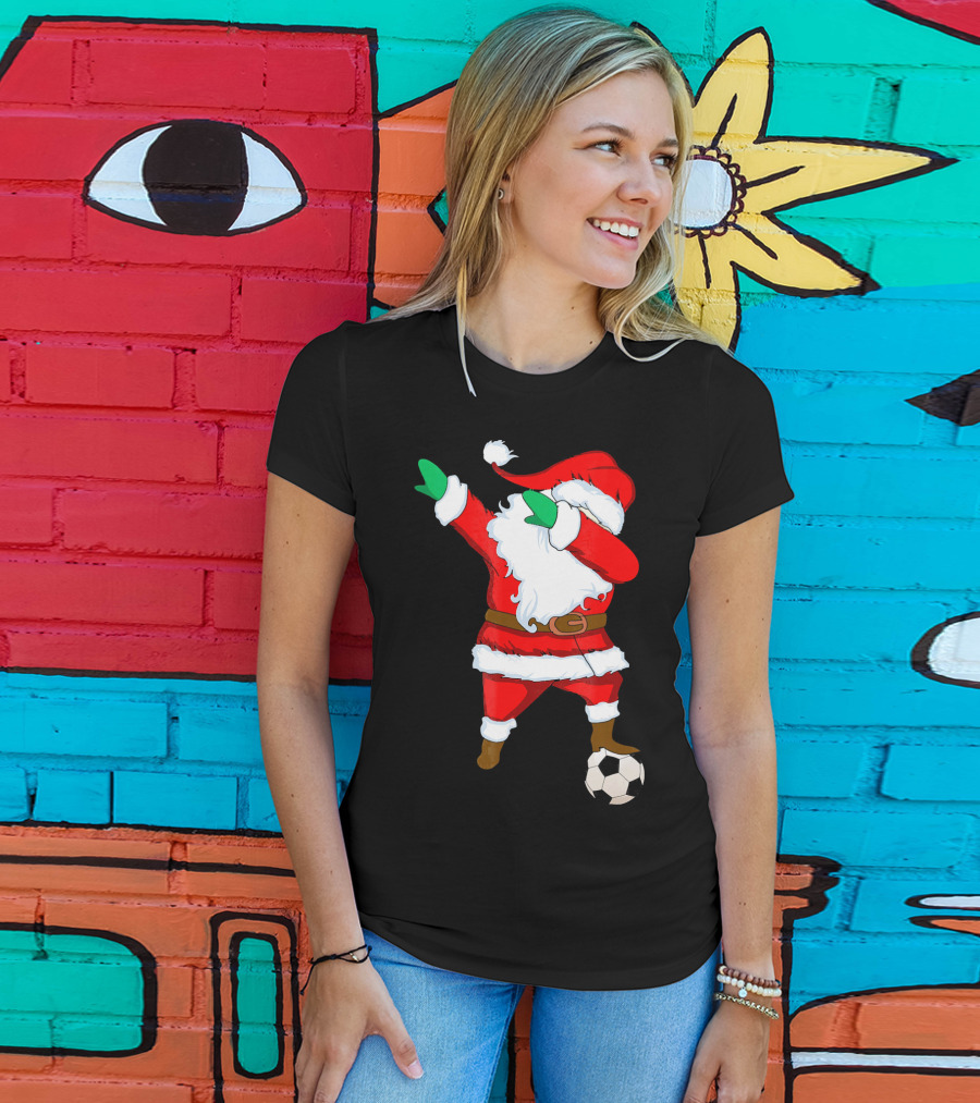 Santa Claus Dabbing With Soccer Ball T-Shirt