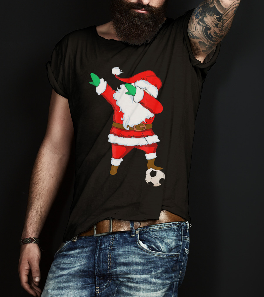 Santa Claus Dabbing With Soccer Ball T-Shirt