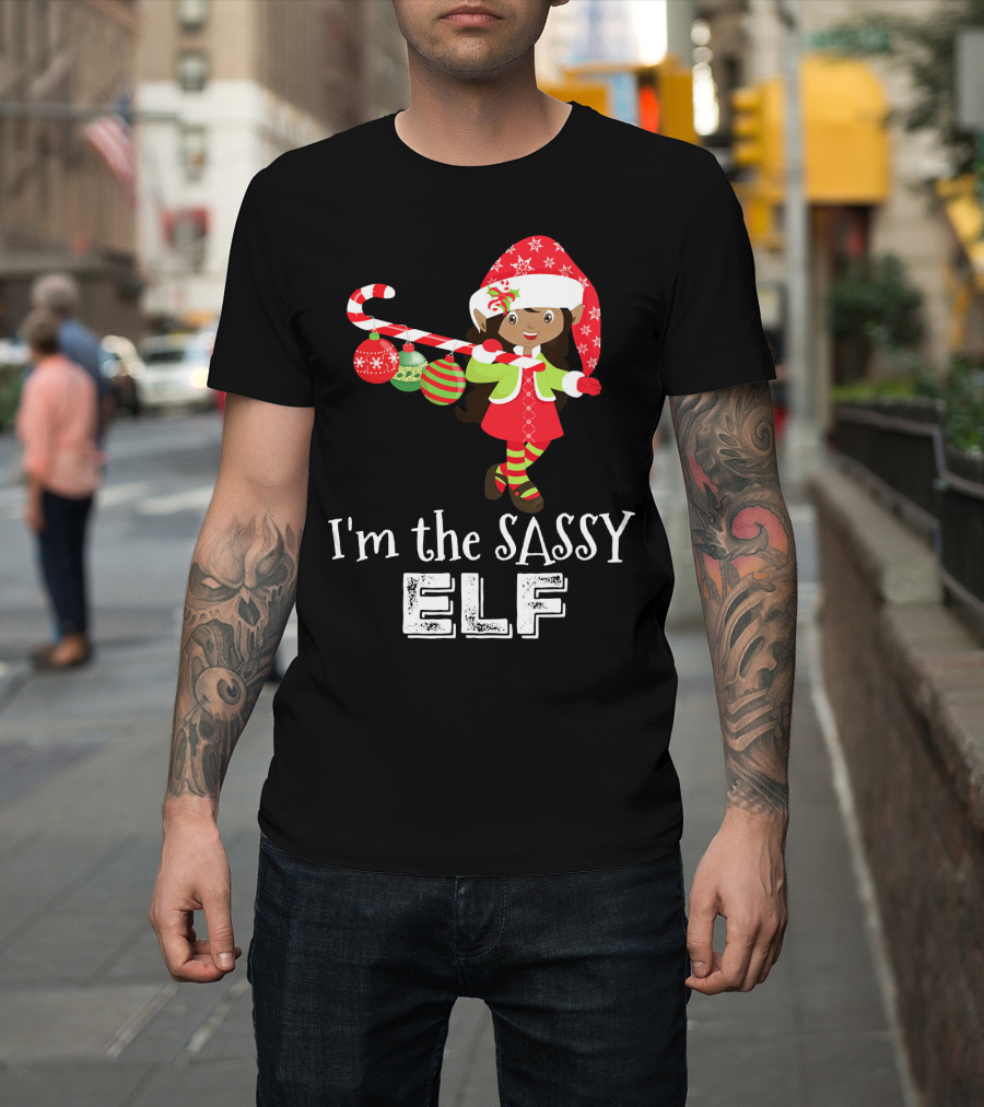 I'm The Sassy Elf African American Girls Christmas T-Shirt