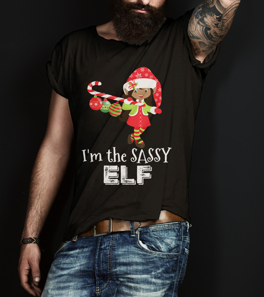 I'm The Sassy Elf African American Girls Christmas T-Shirt