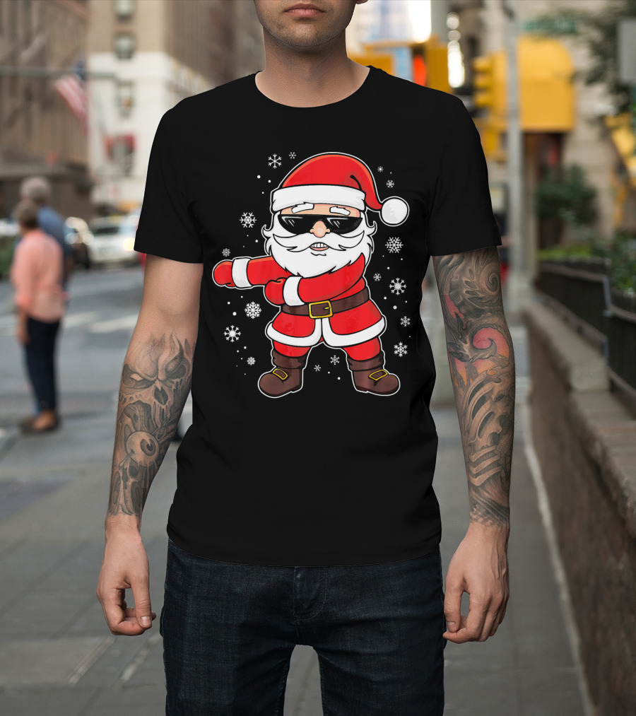 Santa Floss Dance With Snowflakes And Sunglasses T-Shirt