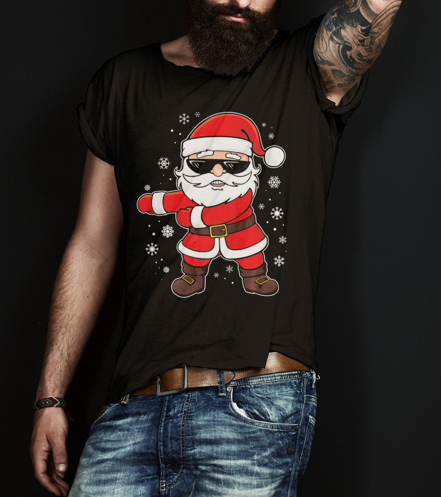 Santa Floss Dance With Snowflakes And Sunglasses T-Shirt