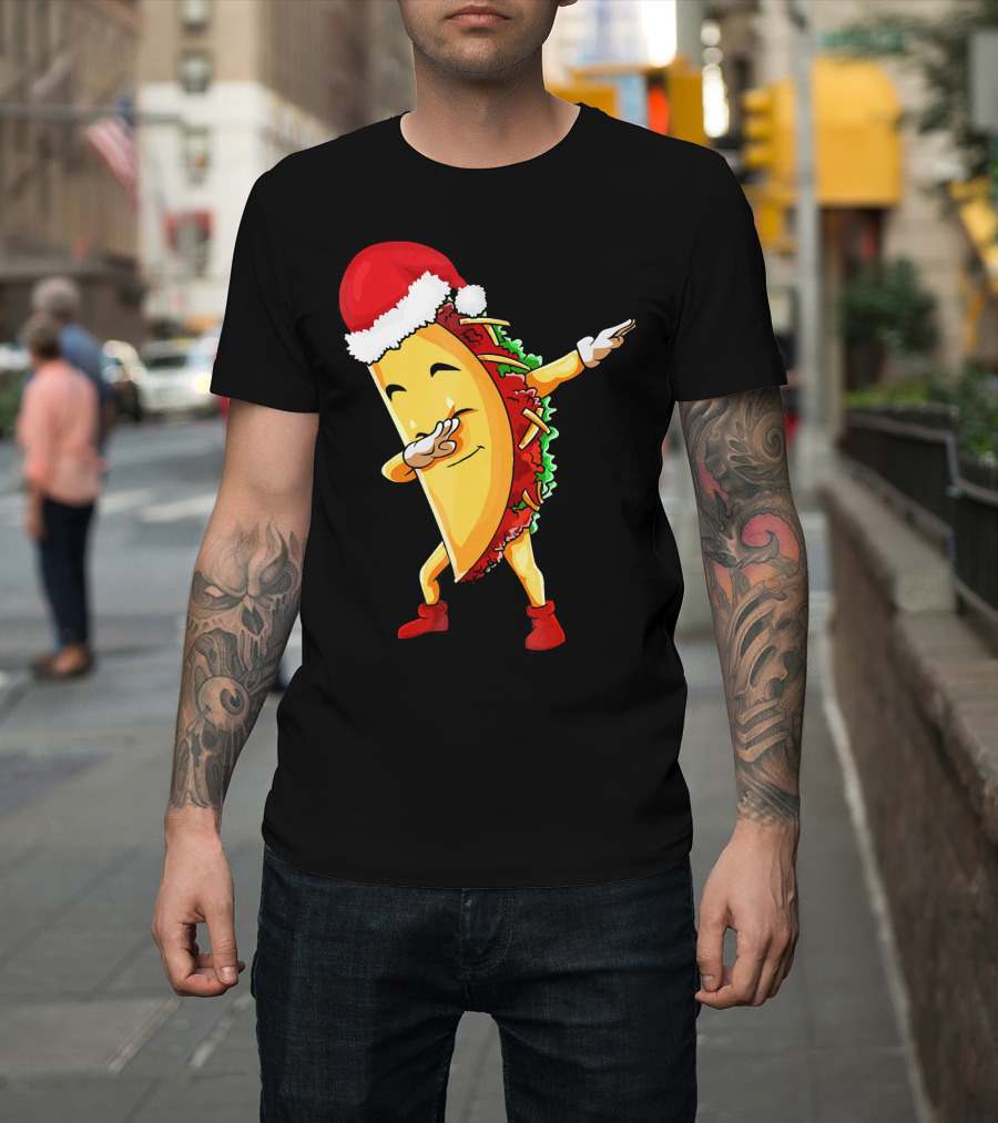 Dabbing Taco Santa Christmas Pajama Holiday Dance T-Shirt