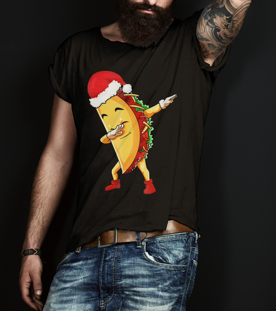 Dabbing Taco Santa Christmas Pajama Holiday Dance T-Shirt