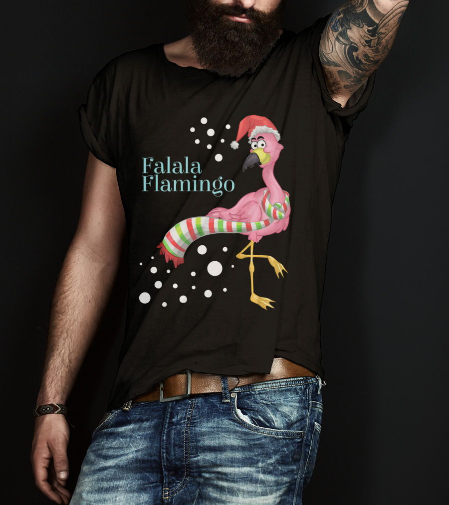 Falala Flamingo Santa Hat Christmas Holiday T-Shirt