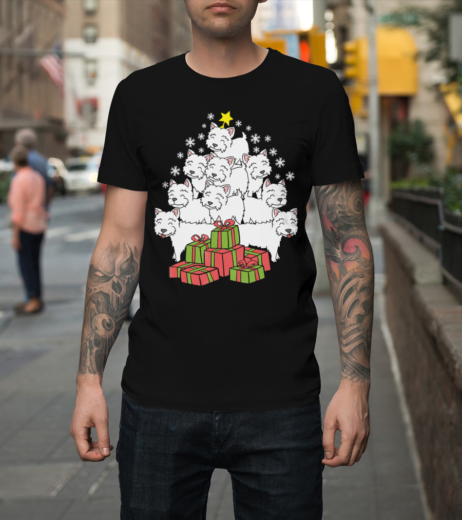 Westie Christmas Tree With Presents And Snowflakes T-Shirt