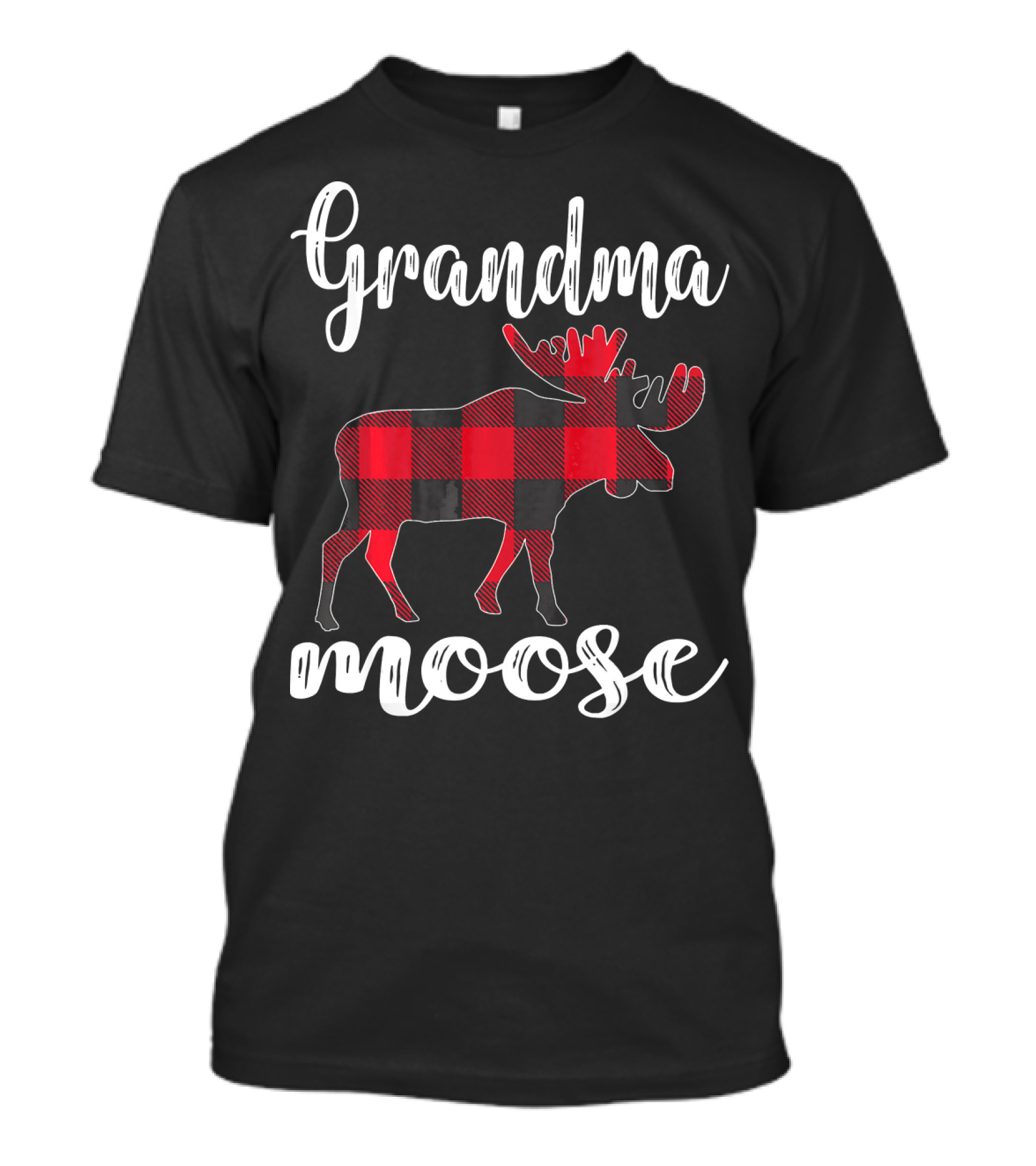 Grandma Moose Red Plaid Buffalo Check T-Shirt