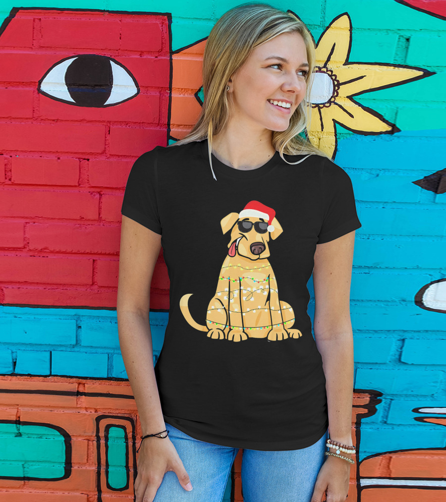 Labrador Santa Claus Christmas Lights Sunglasses T-Shirt