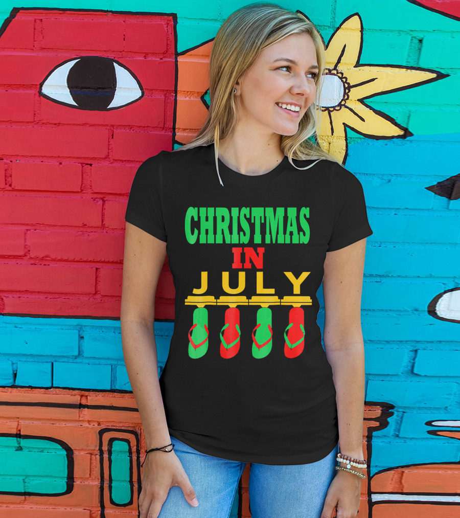 CHRISTMAS IN JULY Flip Flops Summer Holiday T-Shirt