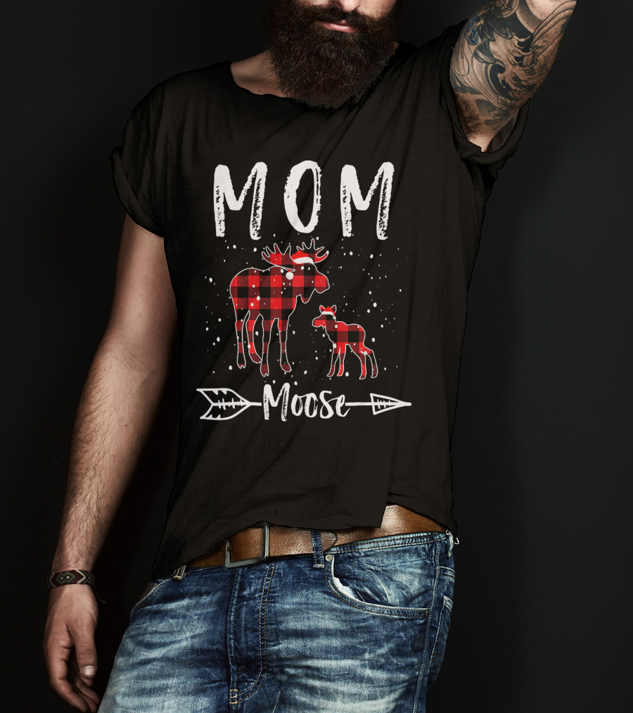 Mom Moose Buffalo Plaid Arrow T-Shirt