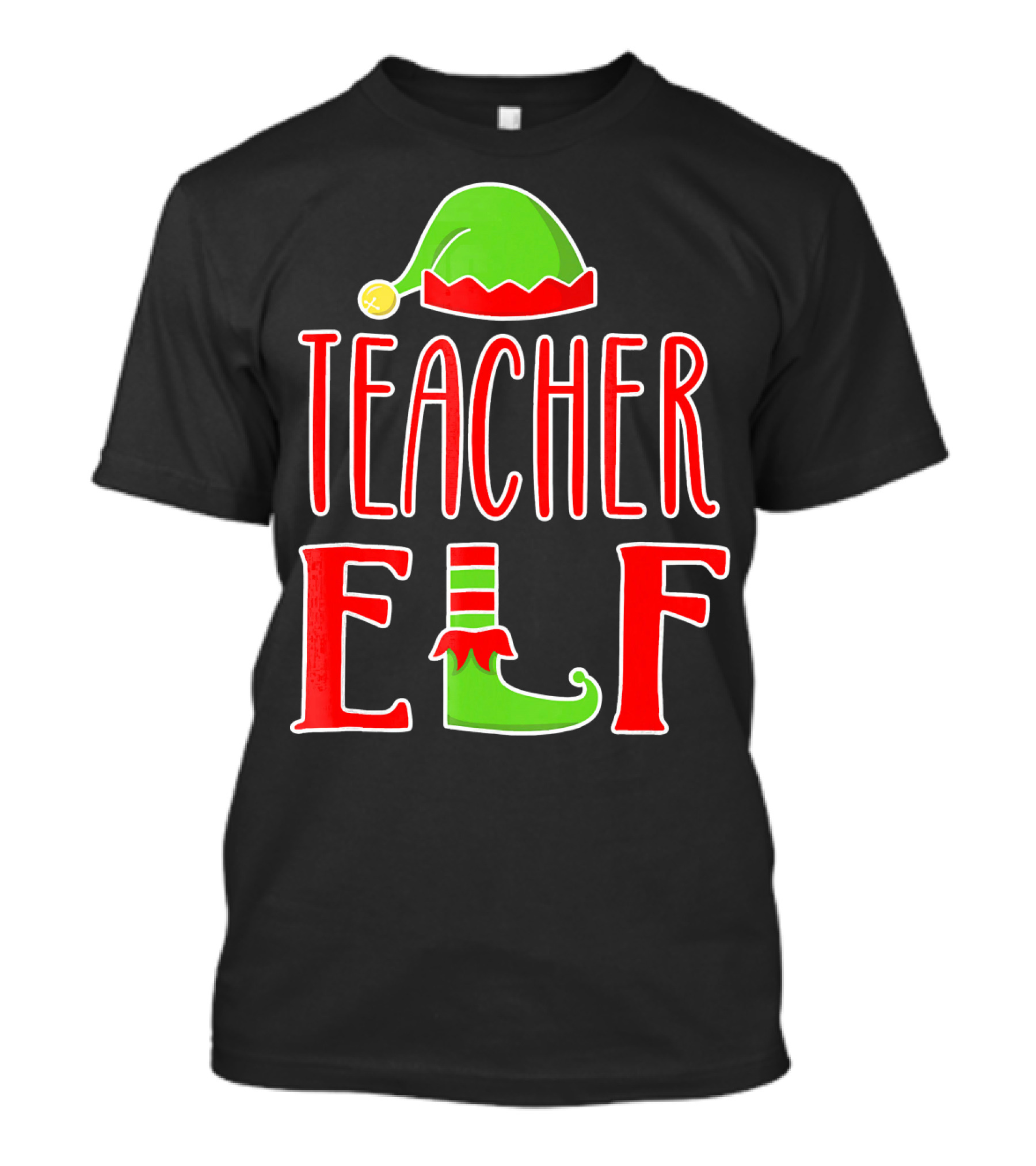 Teacher Elf Christmas Hat And Shoe Holiday T-Shirt