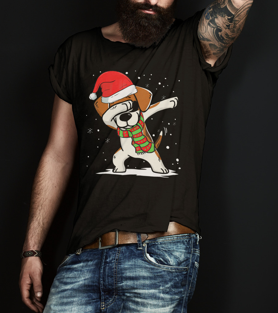 Dabbing Beagle Santa Christmas Dog Dance T-Shirt