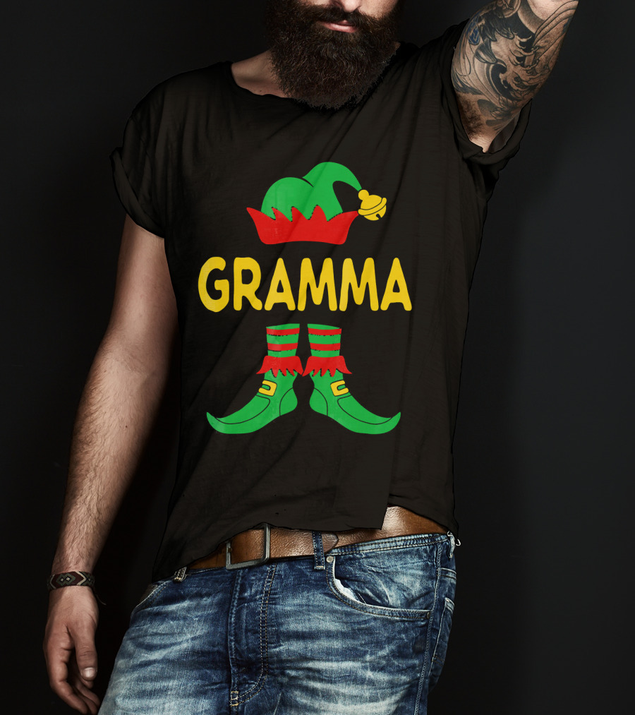 Gramma Elf Christmas Family Matching Outfit Holiday T-Shirt