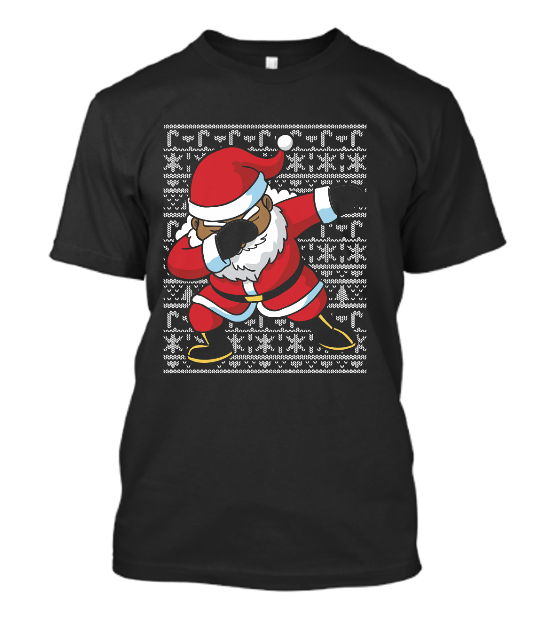 Christmas Black Santa Dabbing Ugly T-Shirt