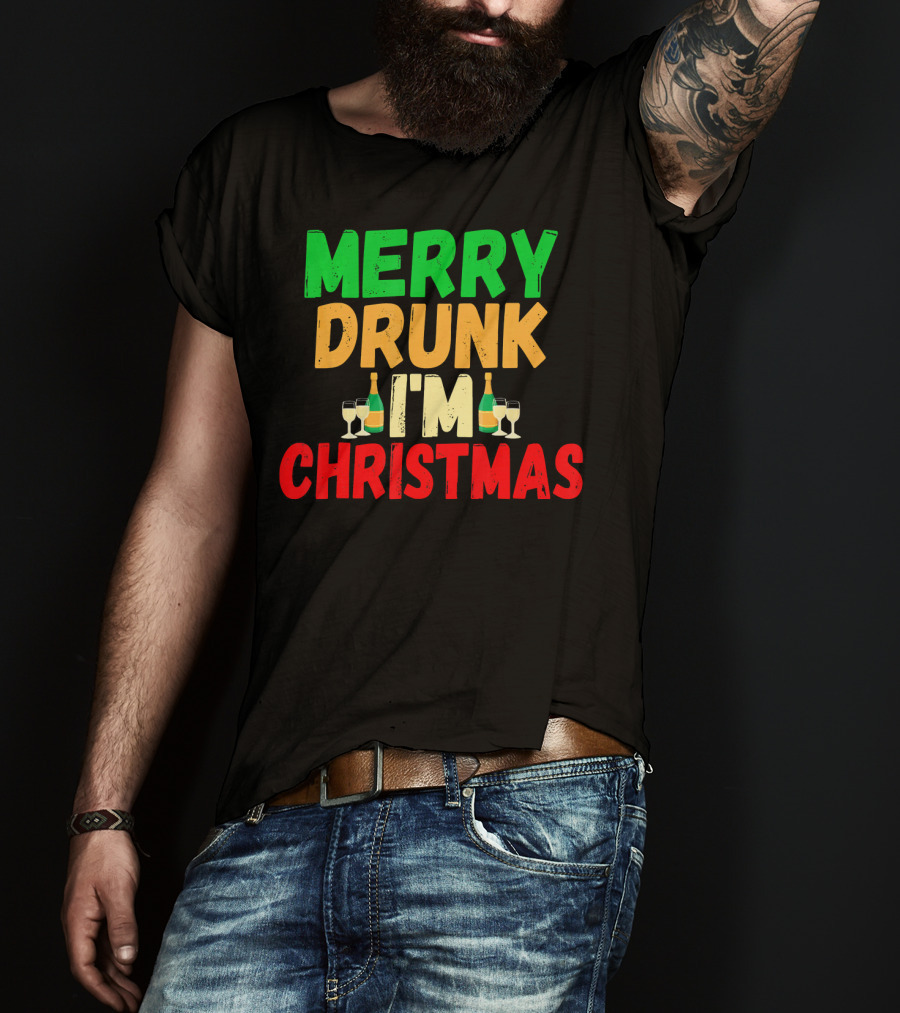 Merry Drunk I'm Christmas Winter Holiday Drinking T-Shirt