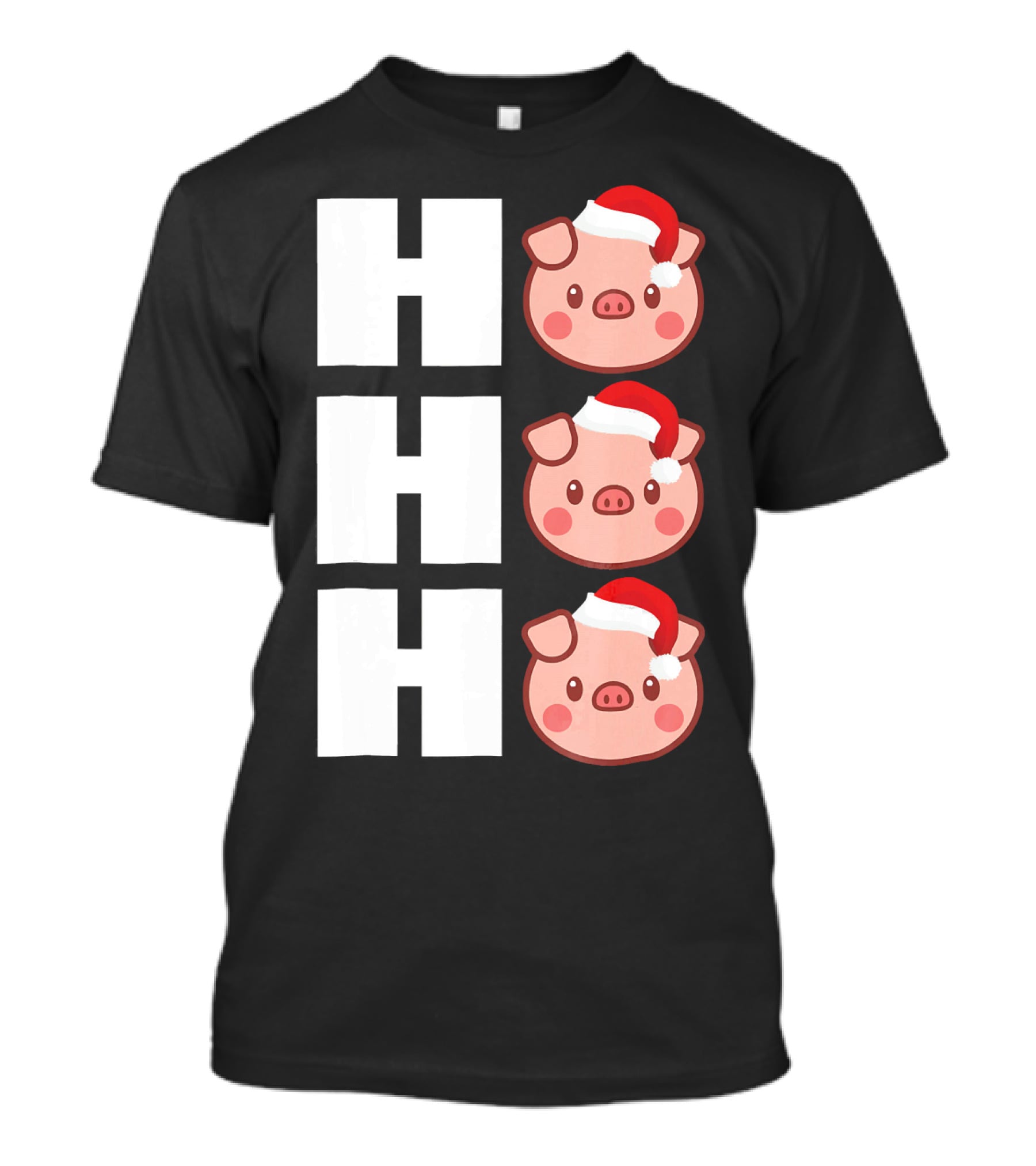 HO HO HO Santa Hat Funny Pig Christmas T-Shirt