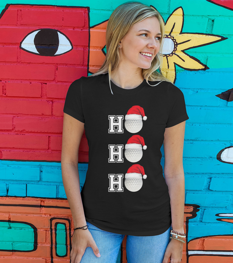 Ho Ho Ho Golf Ball Santa Hat Christmas T-Shirt