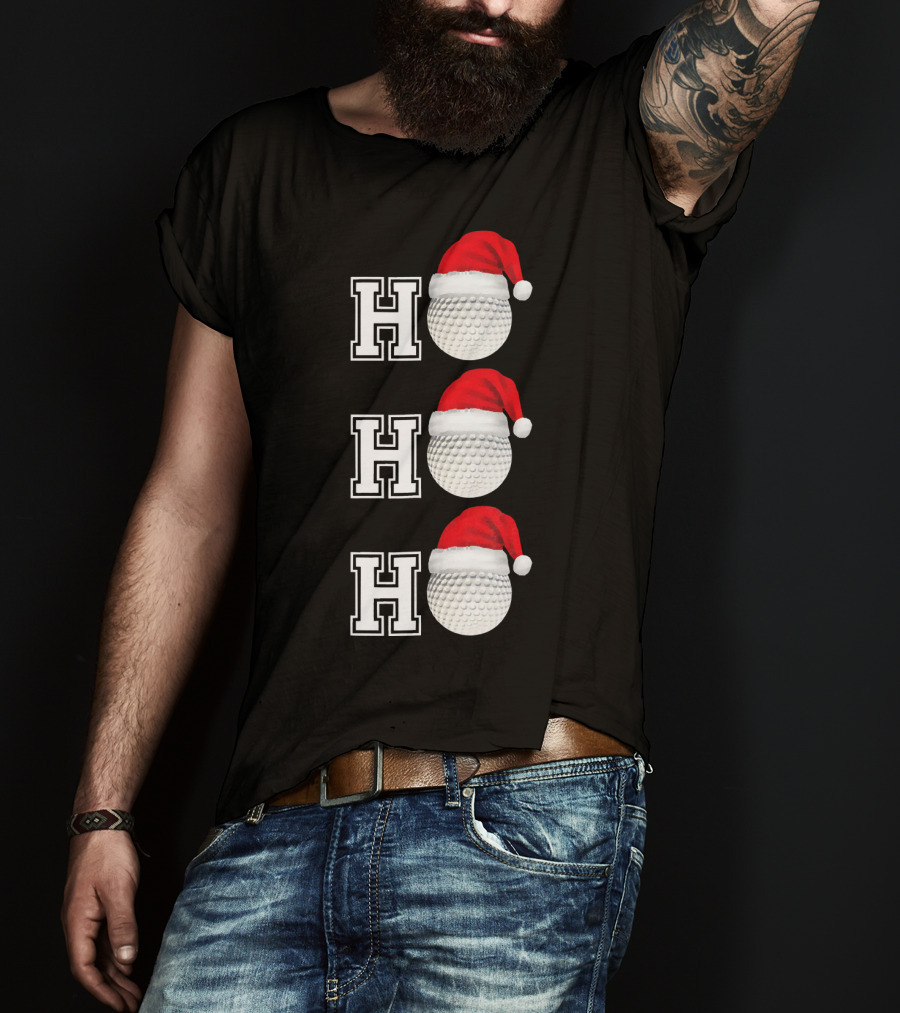 Ho Ho Ho Golf Ball Santa Hat Christmas T-Shirt