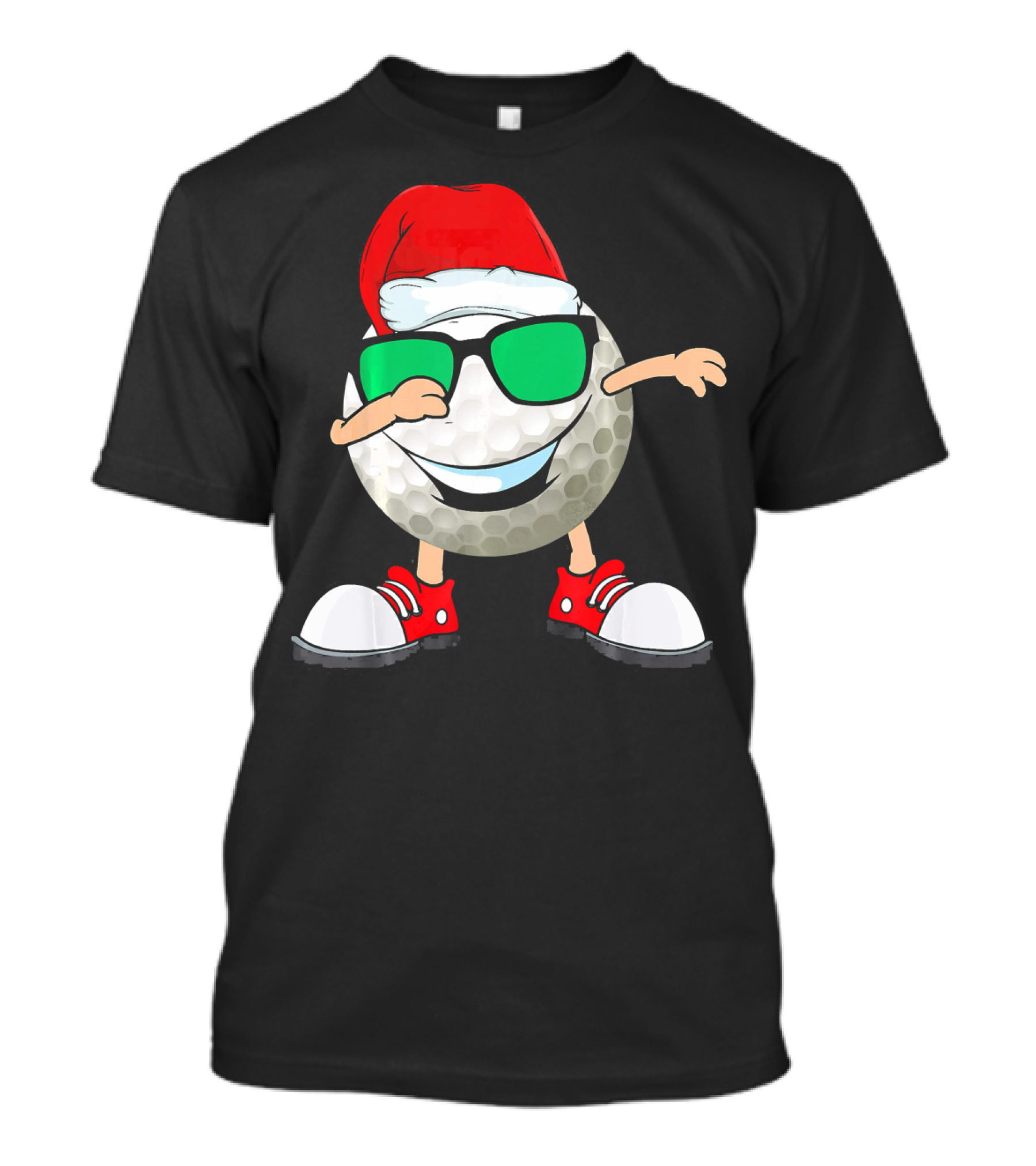 Dabbing Golf Ball With Santa Hat And Sunglasses T-Shirt
