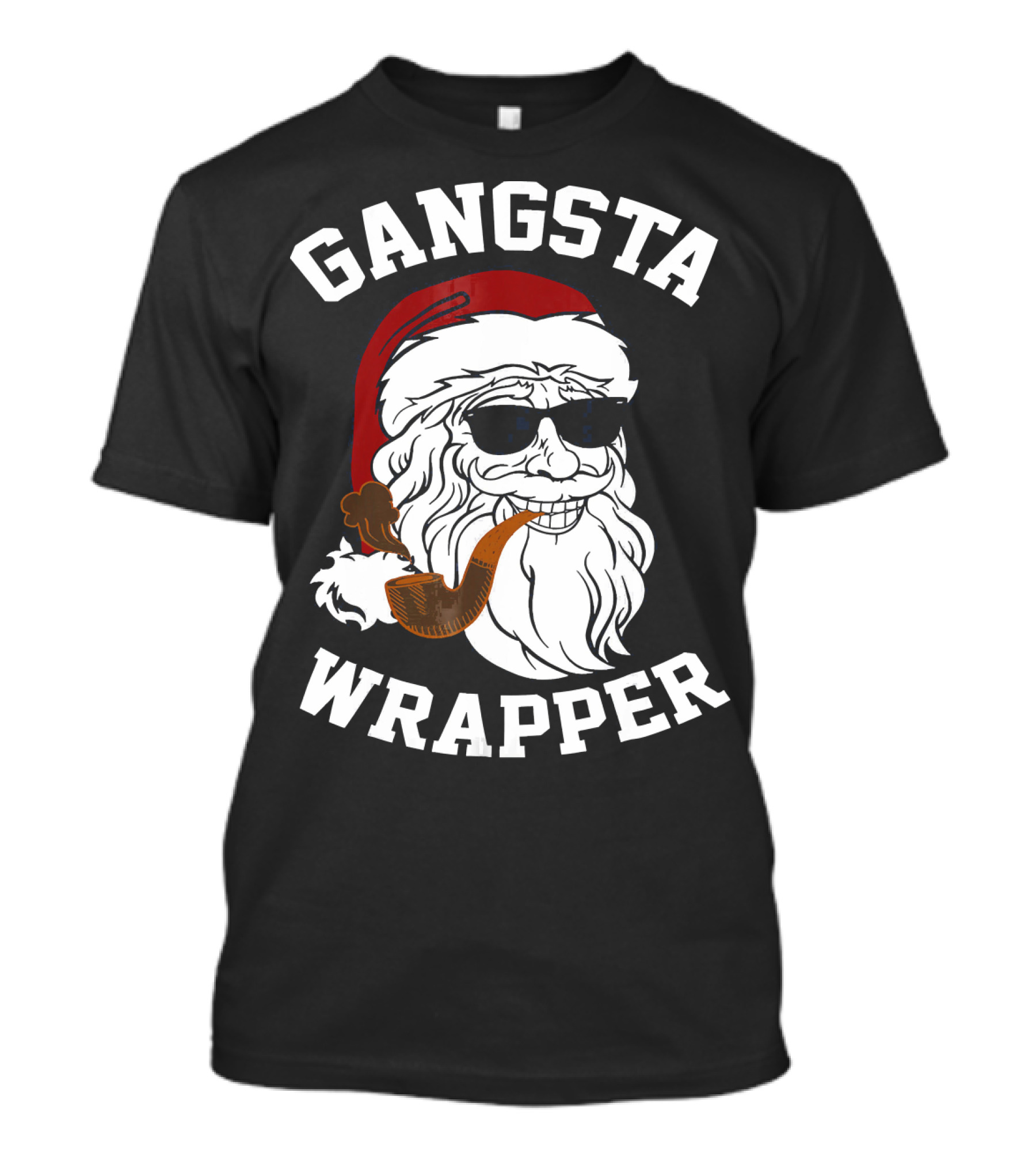 Gangsta Wrapper Santa Smoking Pipe With Sunglasses T-Shirt