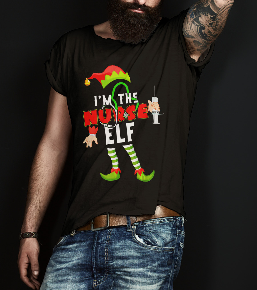 I'm The Nurse Elf RN Syringe Stethoscope Christmas Costume T-Shirt
