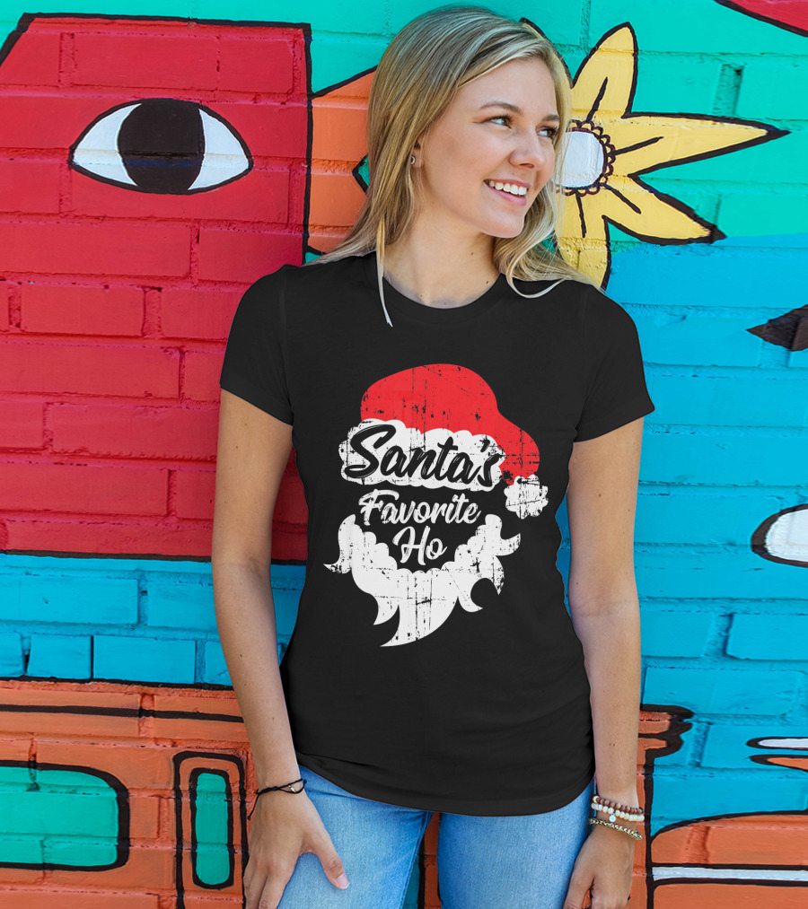 Santa's Favorite Ho Christmas Beard And Hat T-Shirt