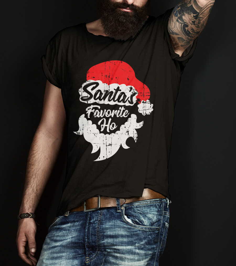 Santa's Favorite Ho Christmas Beard And Hat T-Shirt