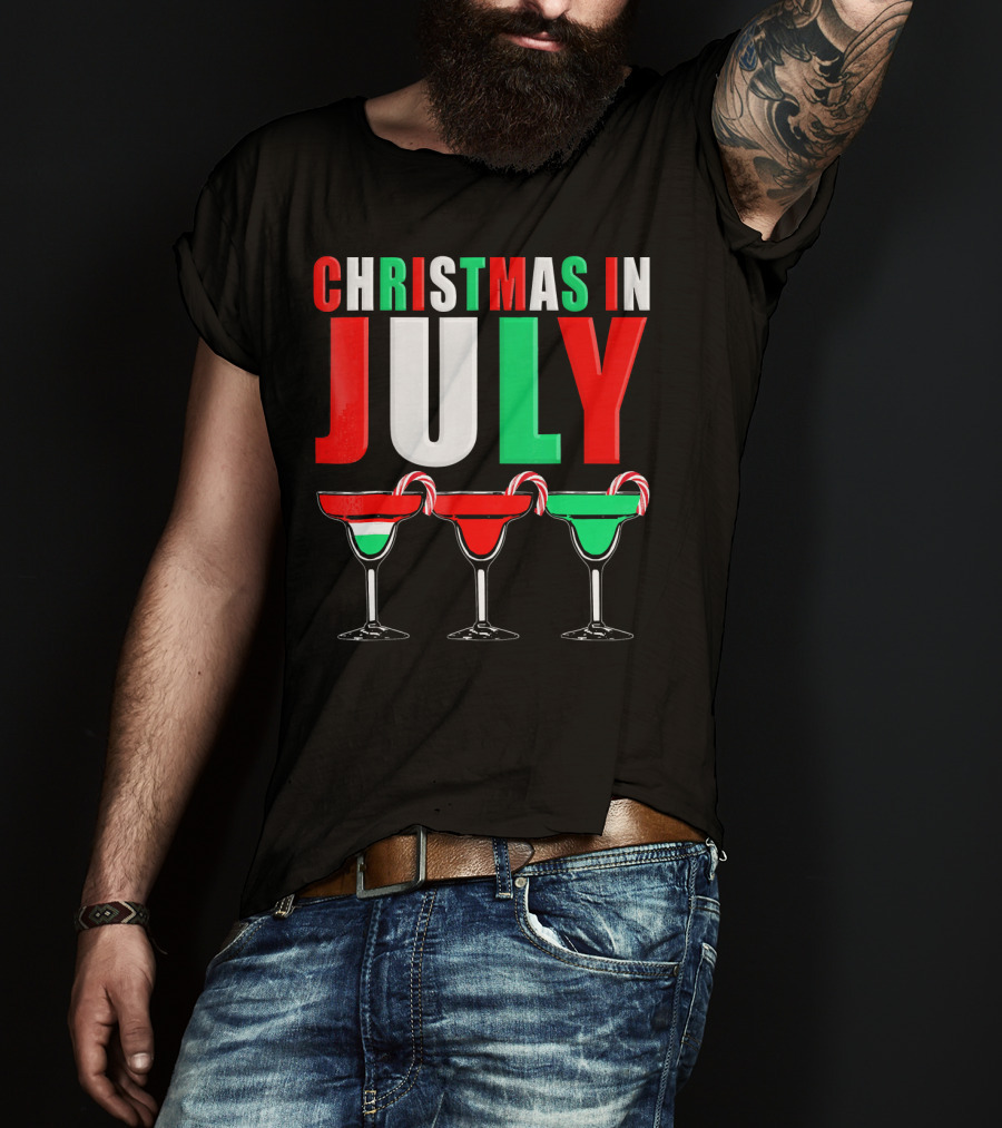 Christmas In July Candy Cane Cocktail Mixed Drinks T-Shirt