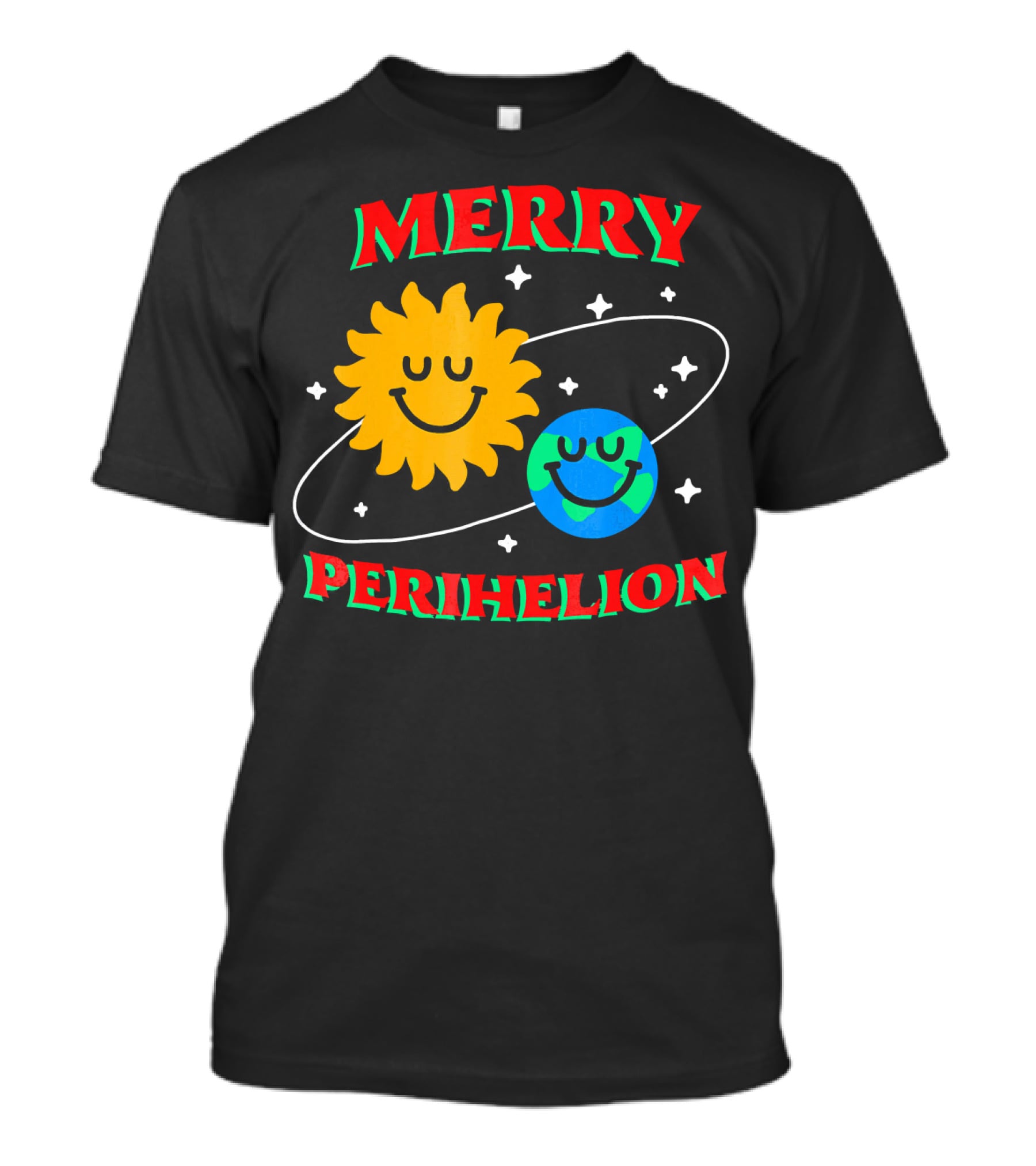 Merry Perihelion Sun Earth Smiling Orbit T-Shirt