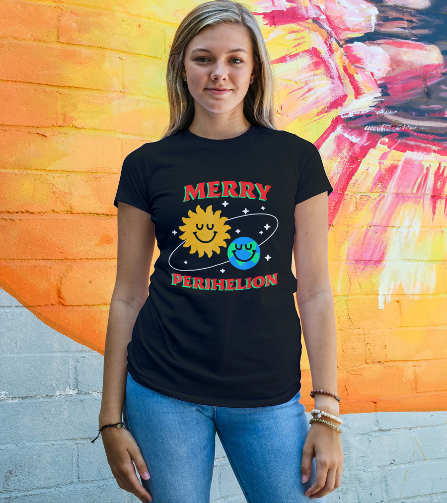 Merry Perihelion Sun Earth Smiling Orbit T-Shirt