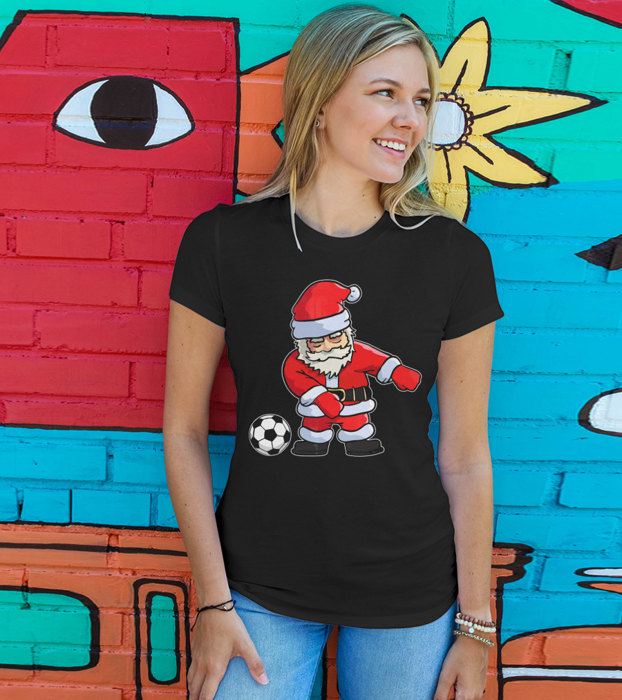 Santa Claus Dancing With Soccer Ball T-Shirt