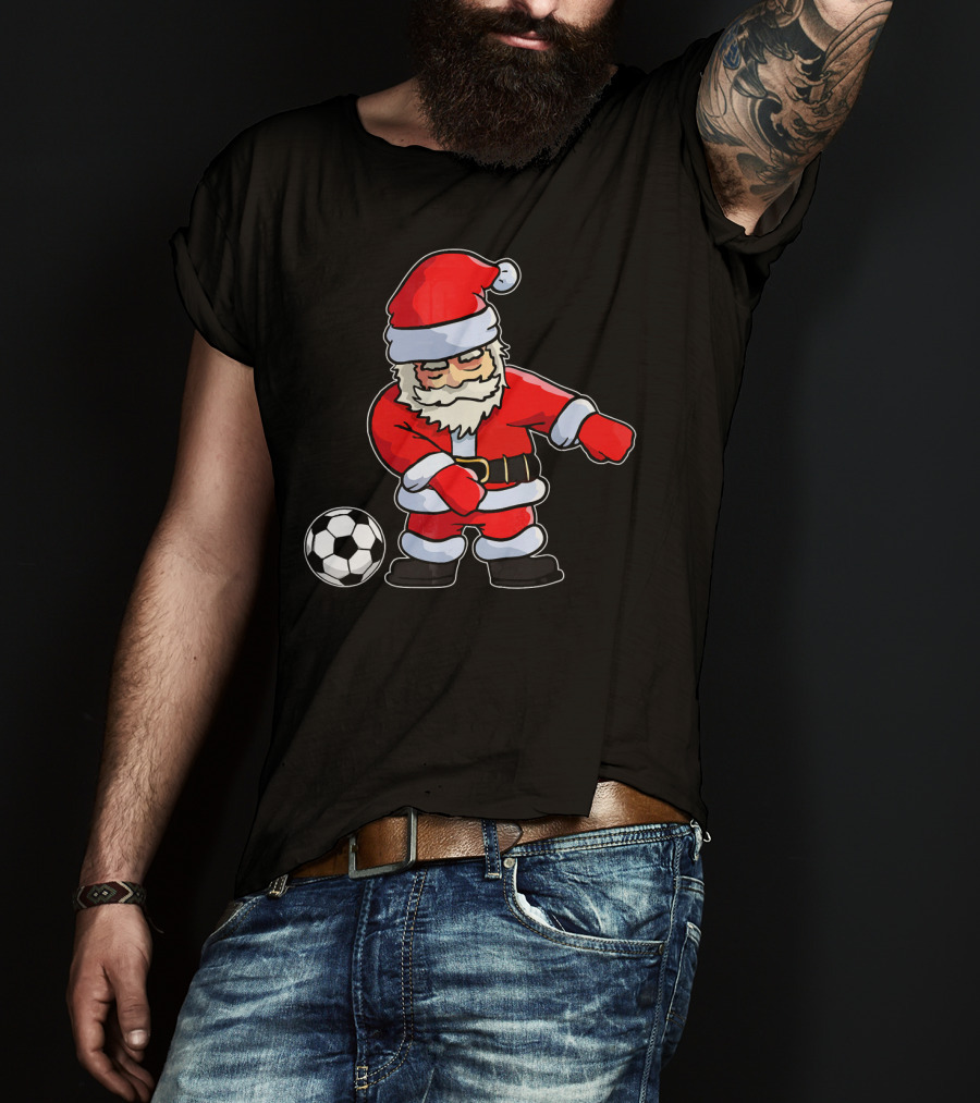 Santa Claus Dancing With Soccer Ball T-Shirt