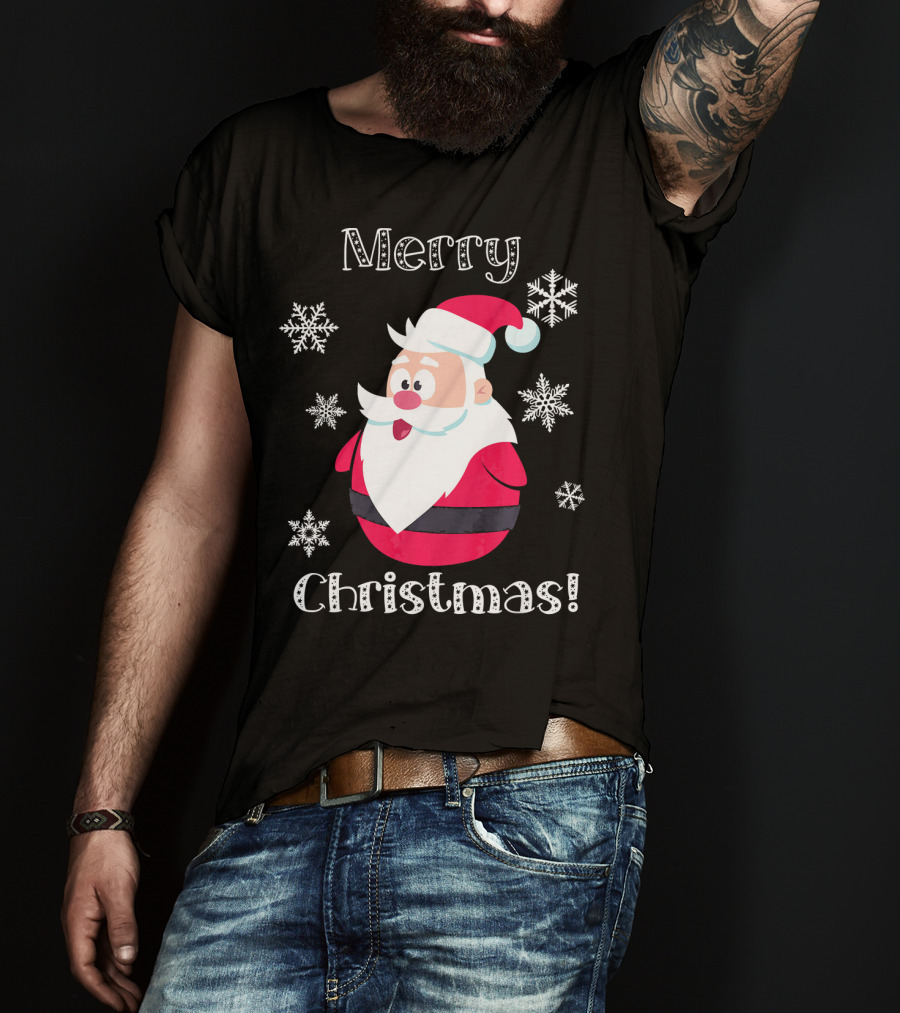 Merry Christmas Santa Claus Cute Snowflakes T-Shirt
