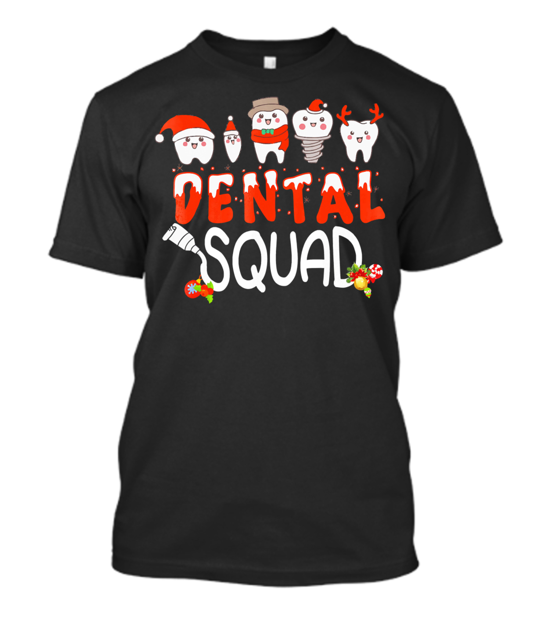 Dental Squad Tooth Christmas Santa Reindeer Festive Dent T-Shirt