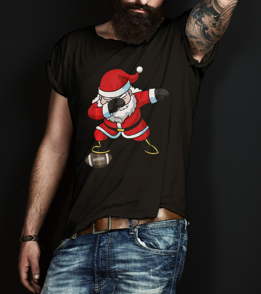 Football Santa Dabbing With Christmas Cheer T-Shirt