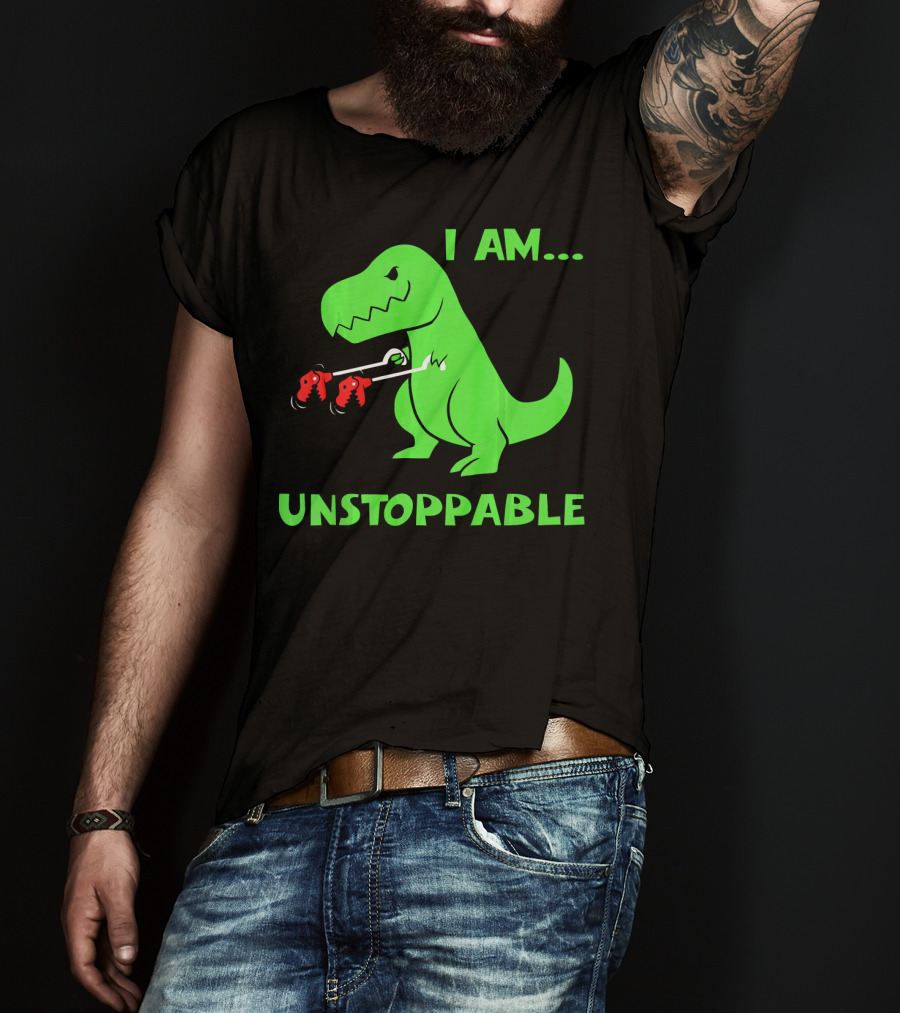 I Am Unstoppable T Rex Dinosaur Boxing Gloves T-Shirt