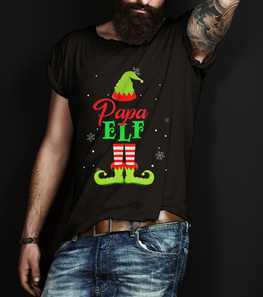 Papa Elf Snowflakes Holiday T-Shirt