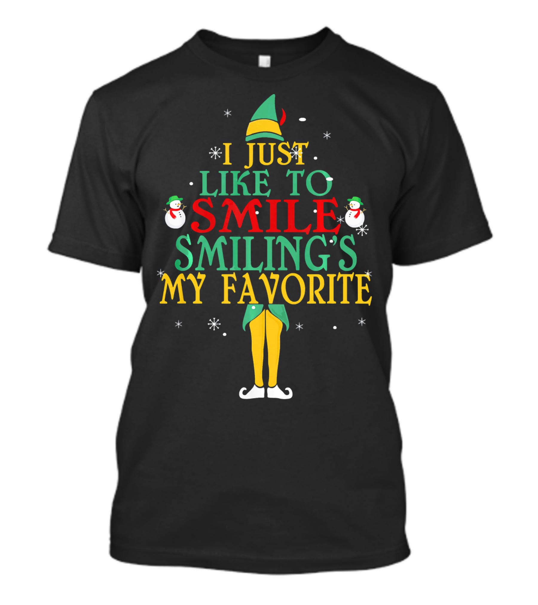 Elf Costume Inspired I Just Like To Smile Smiling's My Favorite Christmas Holiday Edition T-Shirt