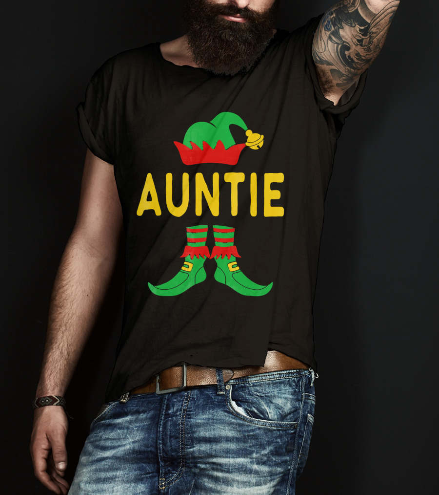 Auntie Elf Christmas Family Matching Holiday T-Shirt