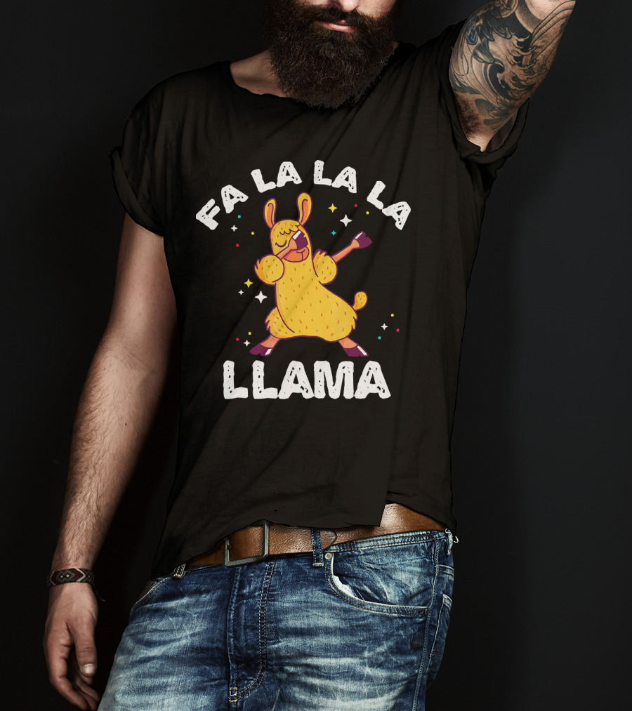 FA LA LA LA Llama Dabbing Xmas T-Shirt