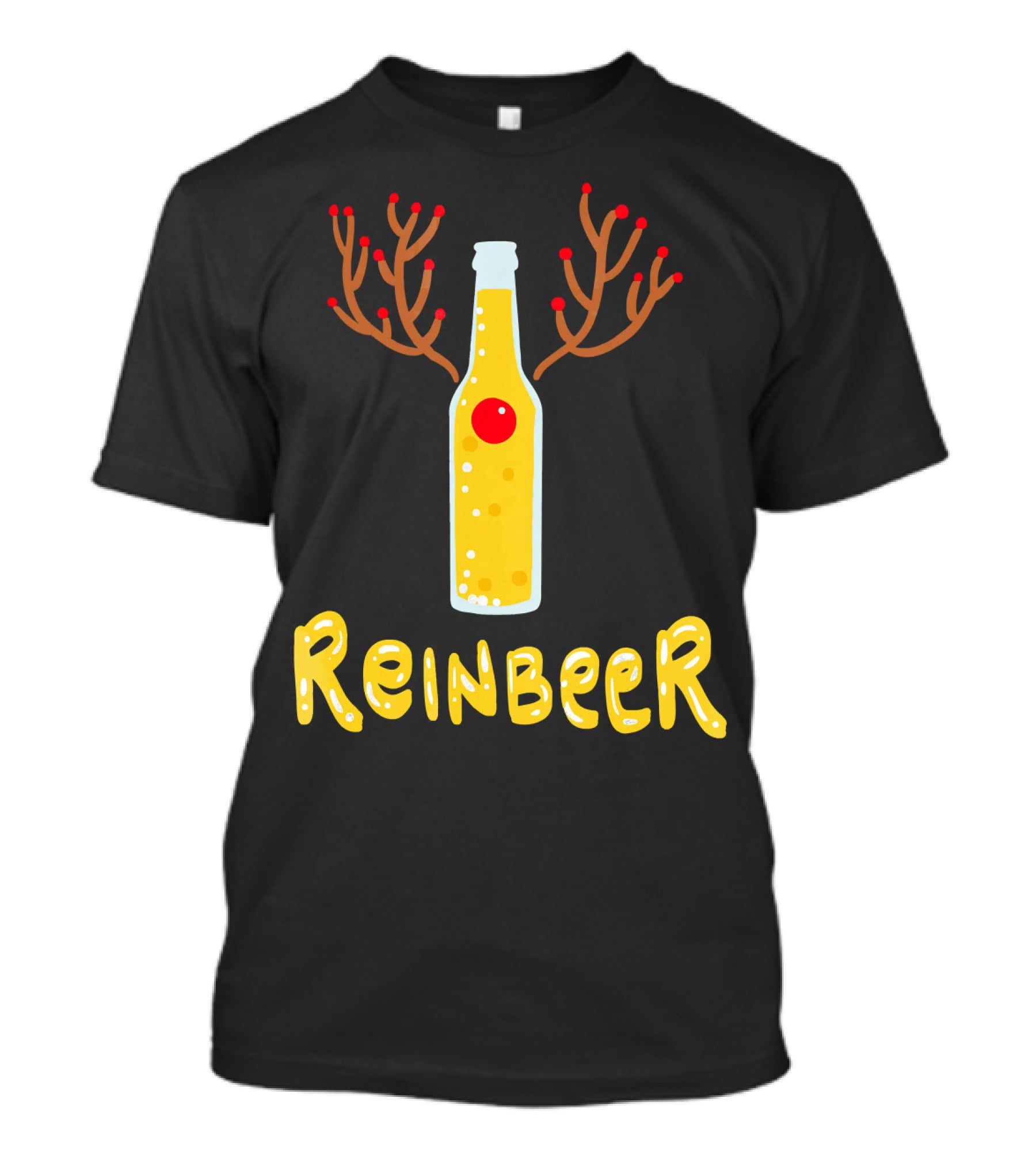 Reindeer Reinbeer Antler Bottle T-Shirt