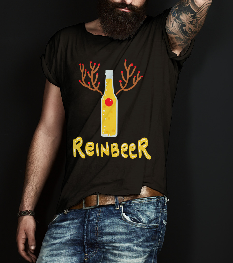 Reindeer Reinbeer Antler Bottle T-Shirt