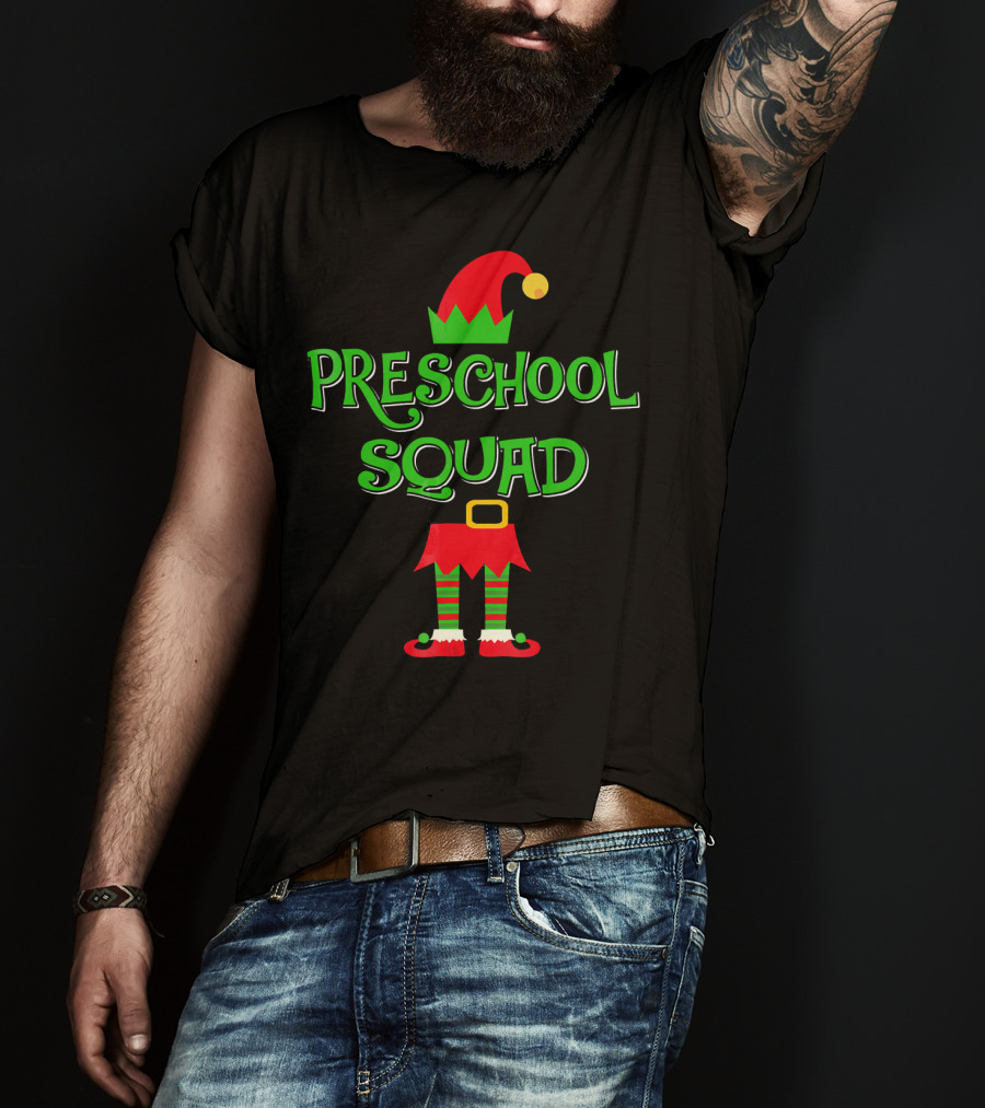 Preschool Squad Christmas Elf Teacher T-Shirt