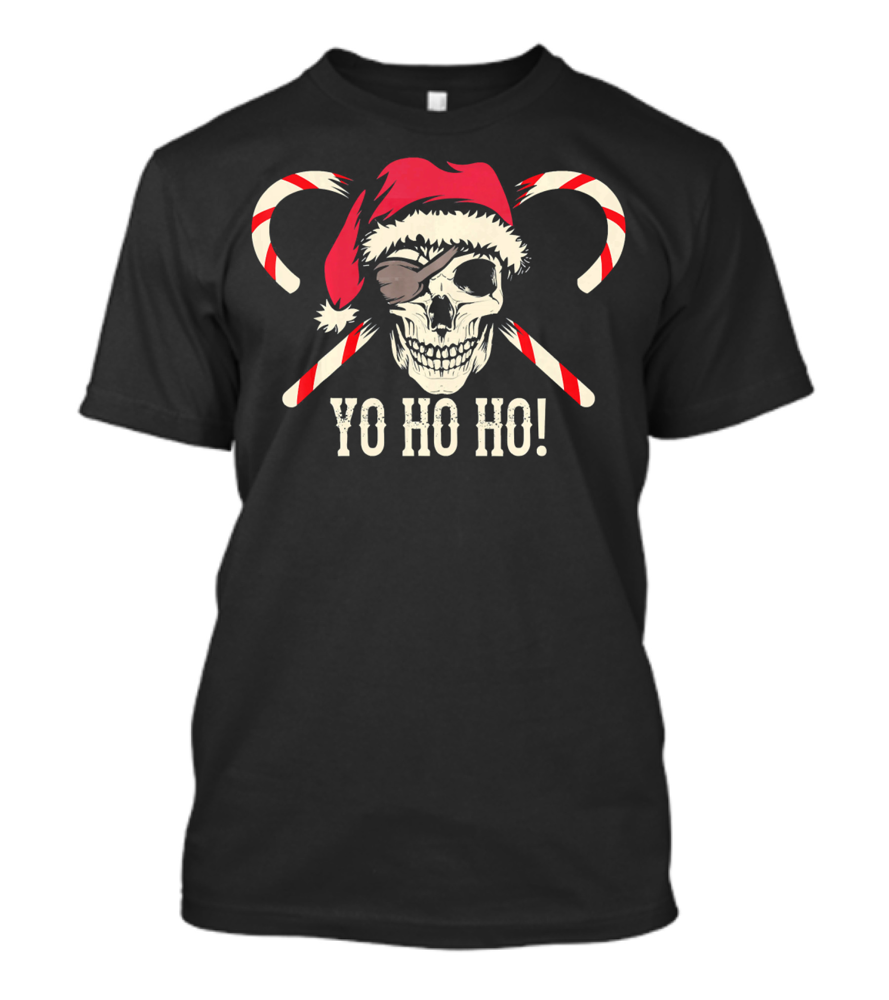 Yo Ho Ho Christmas Skull With Pirate Candy Canes T-Shirt