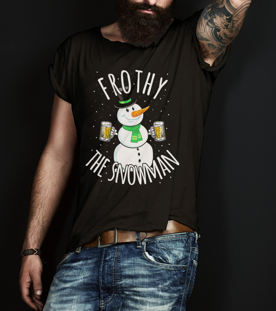 Frothy The Snowman Funny Christmas Beer T-Shirt