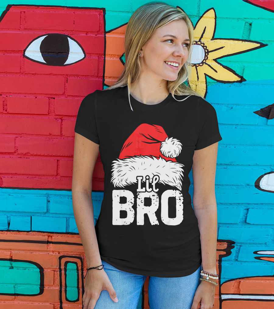 Lil Bro Santa Hat Christmas T-Shirt