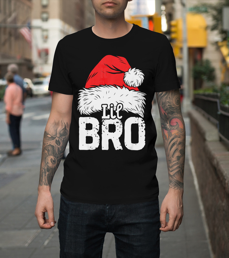 Lil Bro Santa Hat Christmas T-Shirt