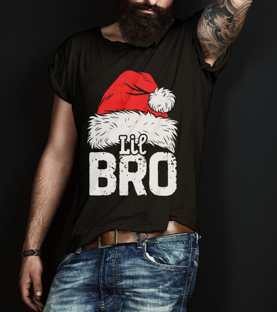 Lil Bro Santa Hat Christmas T-Shirt