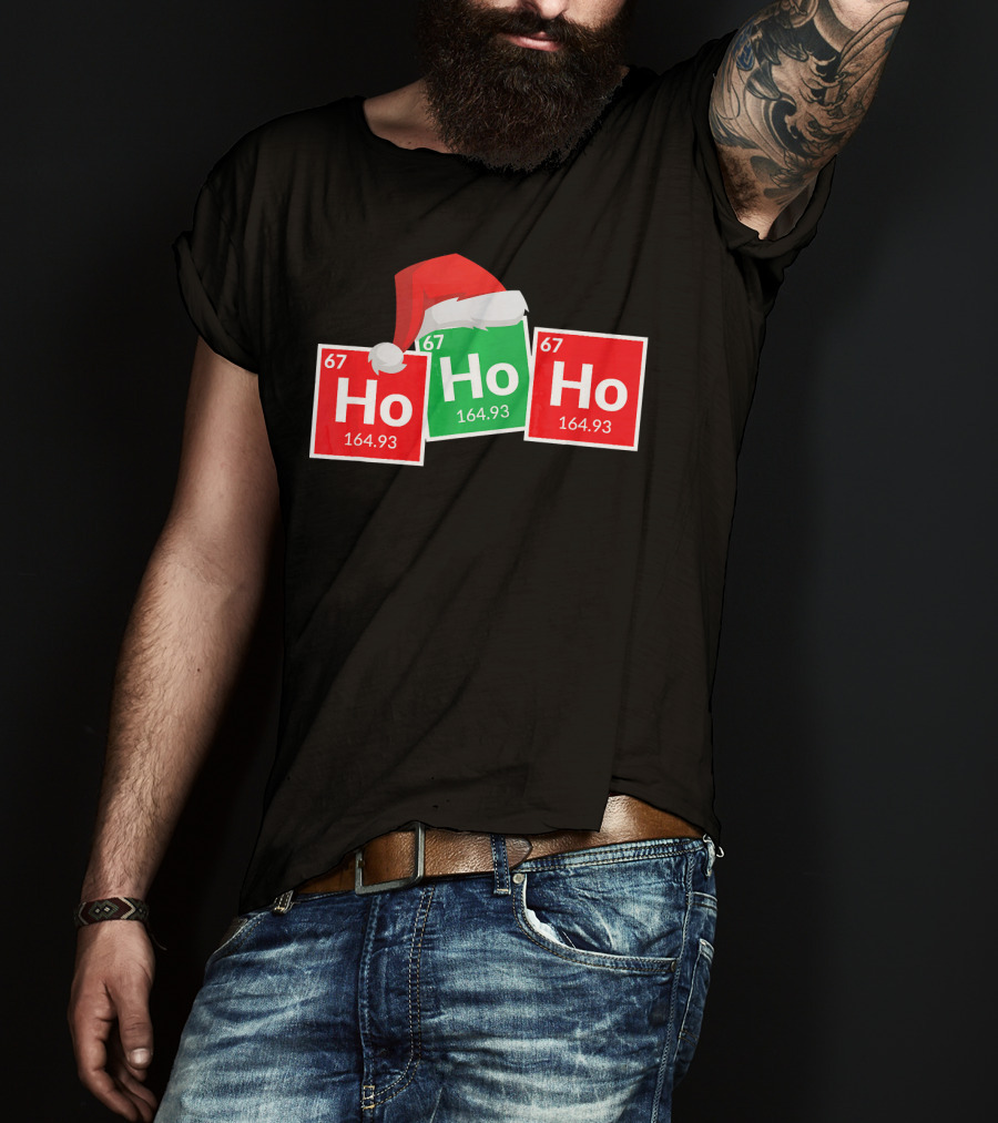 Christmas Ho Ho Ho Santa Periodic Table Elements Fun T-Shirt